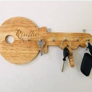 Key-Shaped Wooden Key Holder